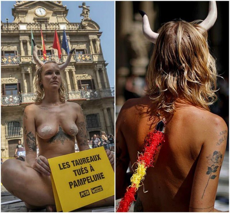 Полуголый протест против корриды