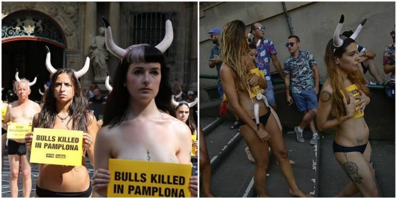 Полуголый протест против корриды