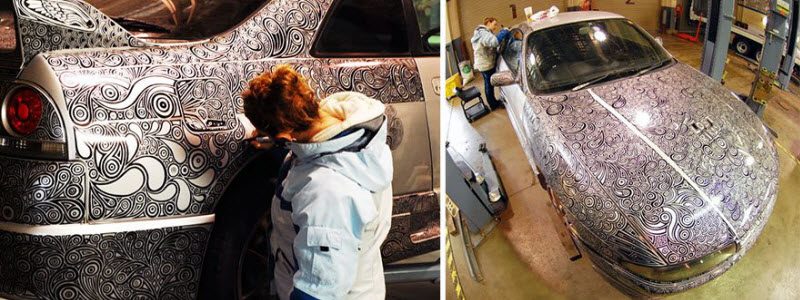 Мужчина взял и разрешил супруге разрисовать маркером свой автомобиль