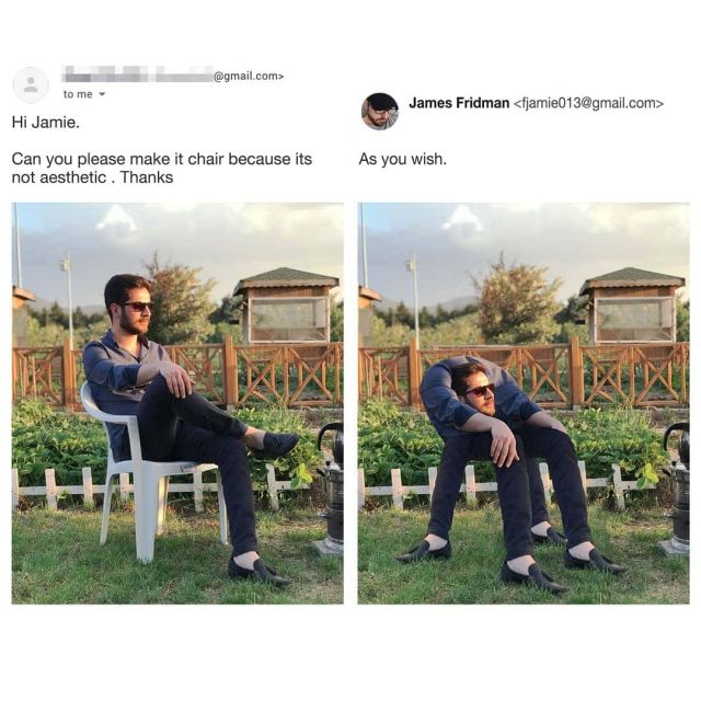 Фотошоп-мастер, который слишком буквально выполняет просьбы клиентов
