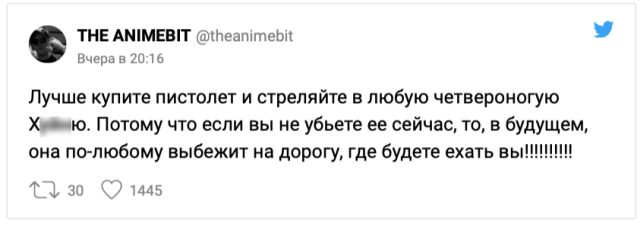 Новый скандал в Сети: блогерша призвала жертвовать жизнью животных на дорогах ради своего спасения Новый скандал в Сети: блогерша призвала жертвовать жизнью животных на дорогах ради своего спасения