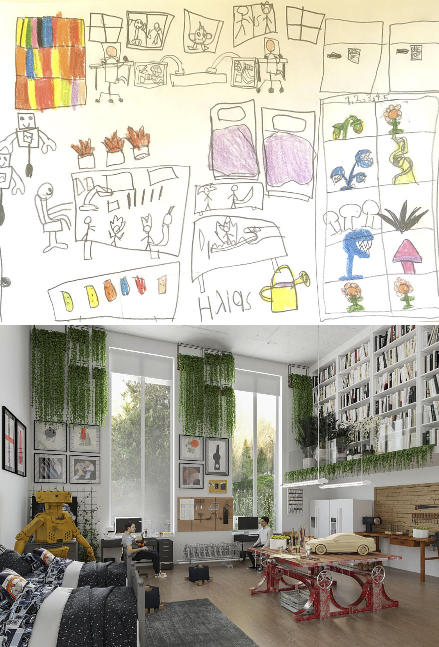 Дети нарисовали работу мечты, а художники сделали визуализацию Дети нарисовали работу мечты, а художники сделали визуализацию