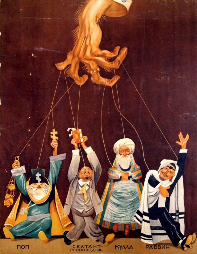 Подборка плакатов из книги "Безбожная утопия: советская антирелигиозная пропаганда"