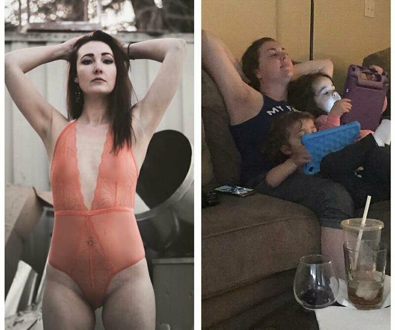 Родители показали честные фотографии о том, как изменилась их жизнь с появлением детей