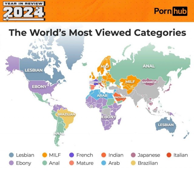 Pornhub подвел итоги 2024 года: хентай удерживает лидерство уже четвертый год подряд, а самым популярным запросом стала «скромность»