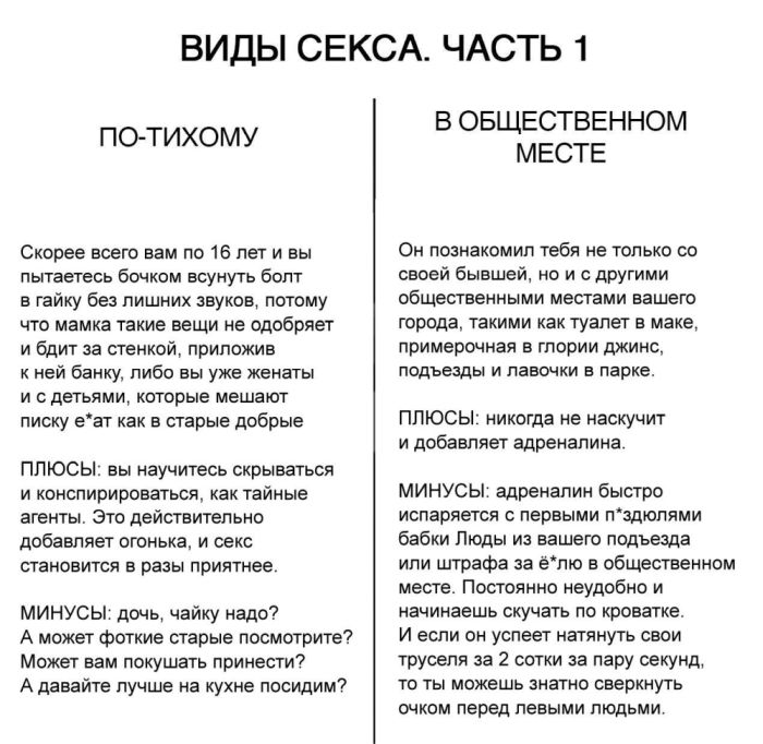 Популярно о видах секса