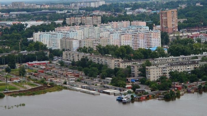 Наводение в Хабаровском крае с вертолета