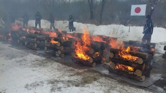 На Сахалине кремировали останки японских солдат