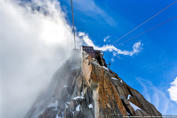 Горная вершина Aiguille Du Midi во Франции Горная вершина Aiguille Du Midi во Франции