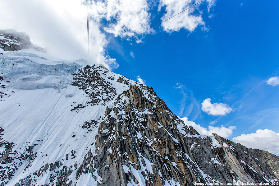 Горная вершина Aiguille Du Midi во Франции Горная вершина Aiguille Du Midi во Франции