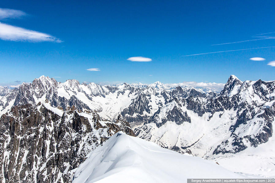 Горная вершина Aiguille Du Midi во Франции Горная вершина Aiguille Du Midi во Франции
