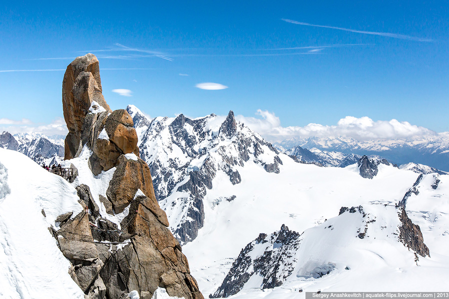 Горная вершина Aiguille Du Midi во Франции Горная вершина Aiguille Du Midi во Франции