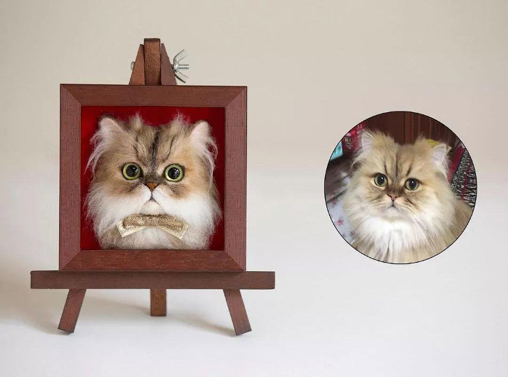 Необычные 3D-портреты кошек из шерсти