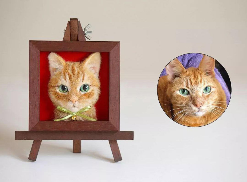 Необычные 3D-портреты кошек из шерсти