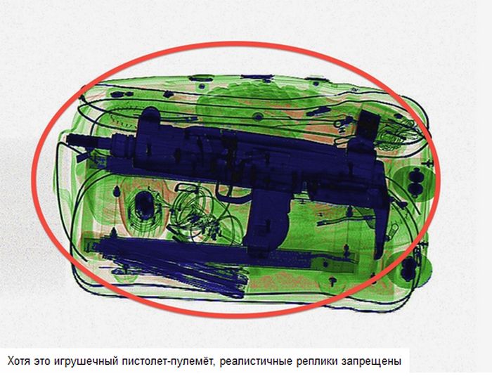 Журнал Wired предложил своим читателям найти запрещённые к провозу предметы на снимках просканированных чемоданов