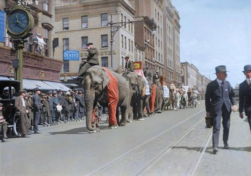 Раскрашенные снимки Нью-Йорка 1920-х годов