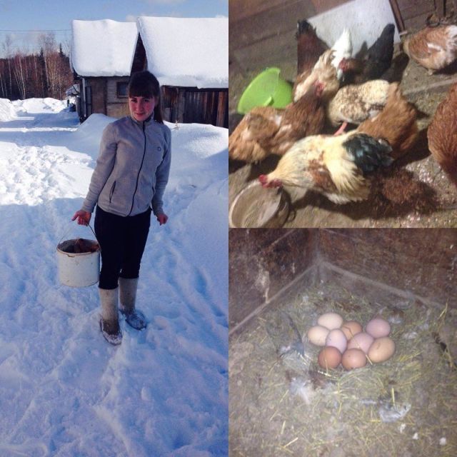 Девушки фотографируются в деревне