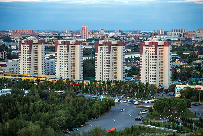 Вечерняя Астана с высоты