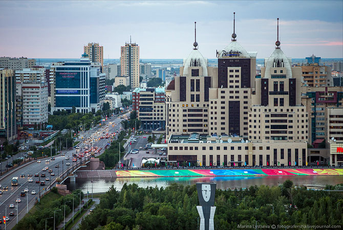 Вечерняя Астана с высоты