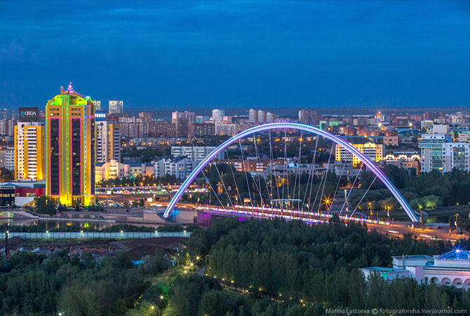 Вечерняя Астана с высоты