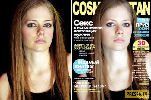 Снимки звёзд до и после фотошопа