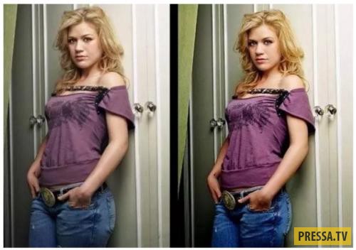 Снимки звёзд до и после фотошопа