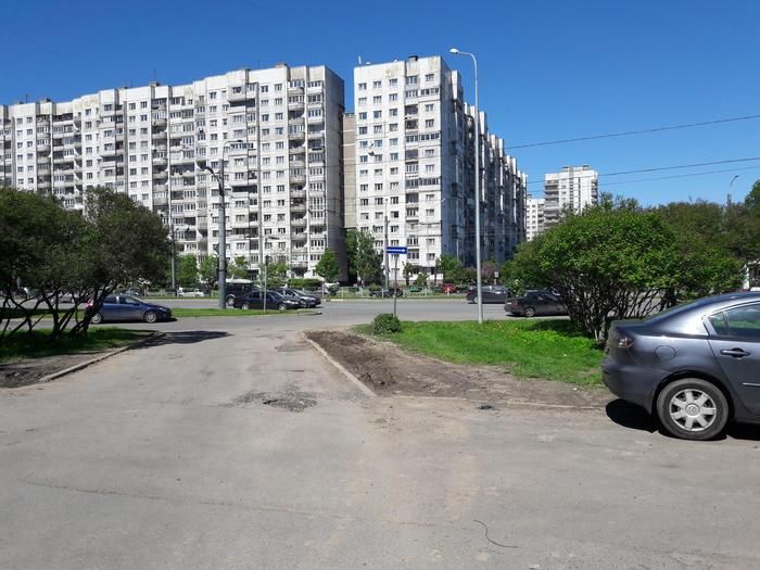 В Санкт-Петербурге во дворе одного из домов идет война за газон