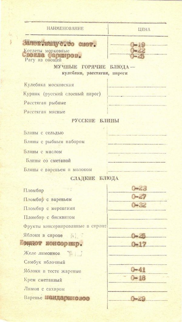 Меню советских ресторанов (33 фото)