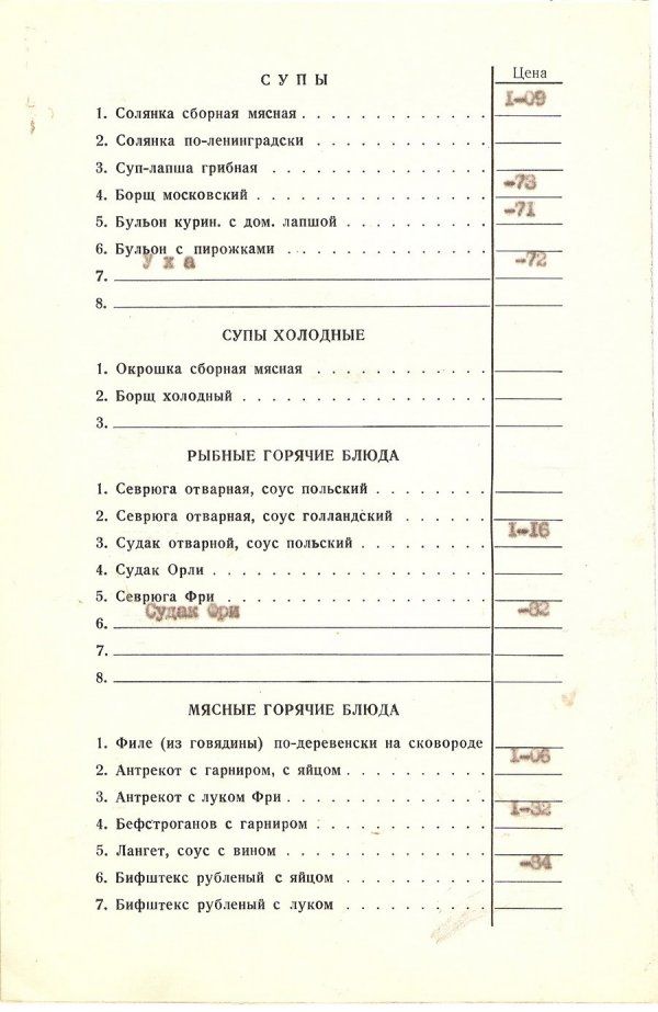 Меню советских ресторанов (33 фото)
