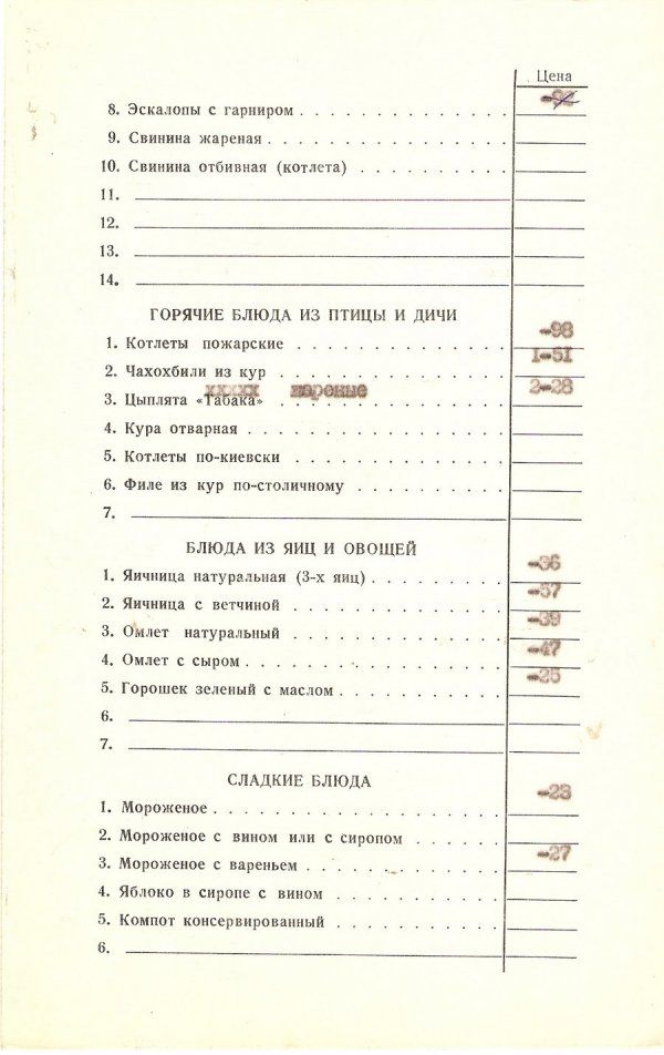 Меню советских ресторанов (33 фото)