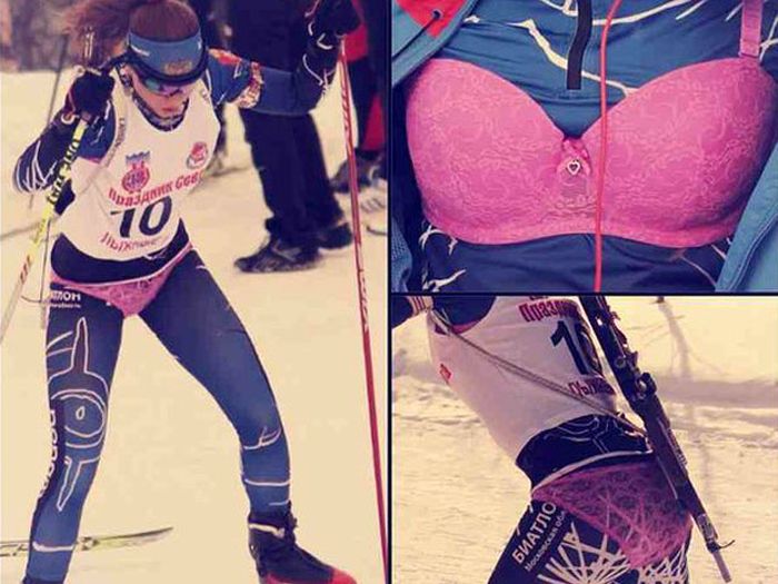 Юная биатлонистка в нижнем белье (7 фото)