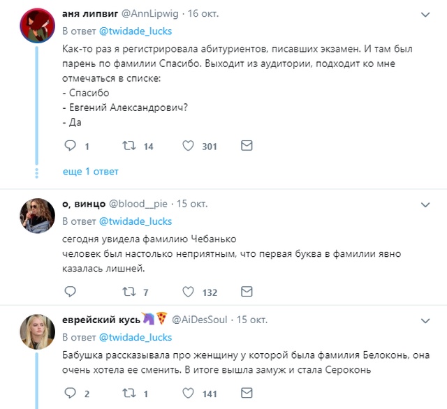 Пользователи сети посмеялись над самыми странными фамилиями